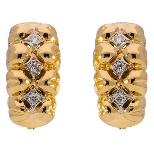 Серьги из комбинированного золота 750 пробы c 6 бриллиантами 002567 фото 1