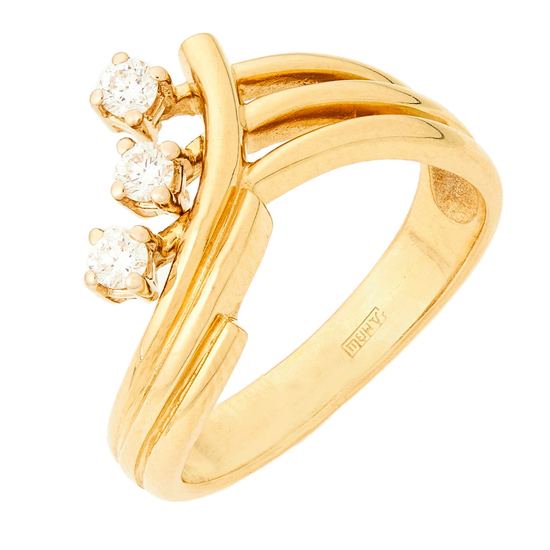 Кольцо из желтого золота 750 пробы c 3 бриллиантами, Л41065146 за 54855