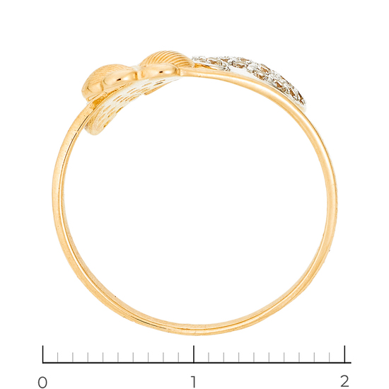 Кольцо из комбинированного золота 585 пробы c фианитами, Л31123527 за 14160