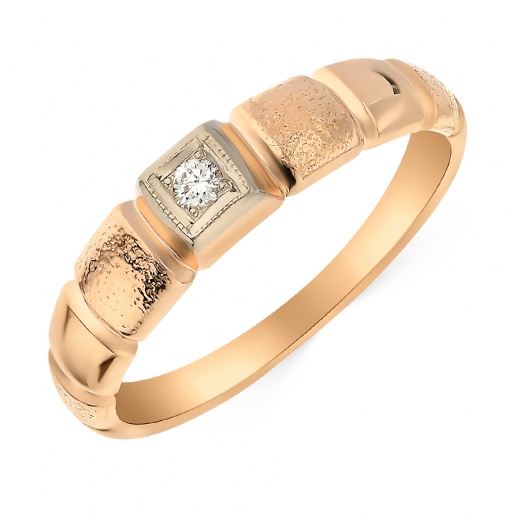 Кольцо из комбинированного золота 585 пробы c 1 бриллиантом Л20084626 фото 1