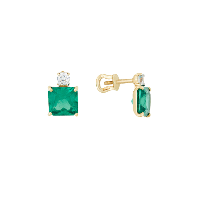 Серьги из золота 585 пробы c фианитами и синт.камнями, Л 5804 6559 за 27360