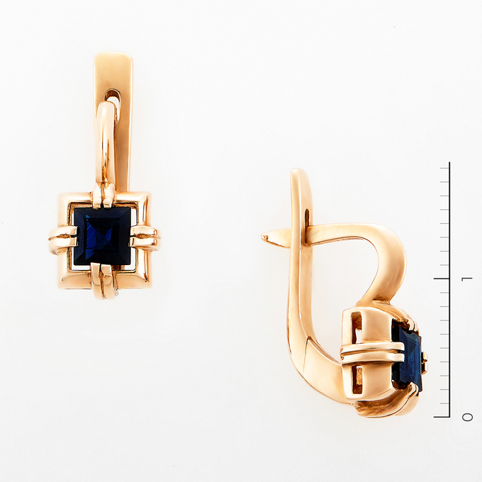 Серьги из красного золота 585 пробы c 2 сапфирами