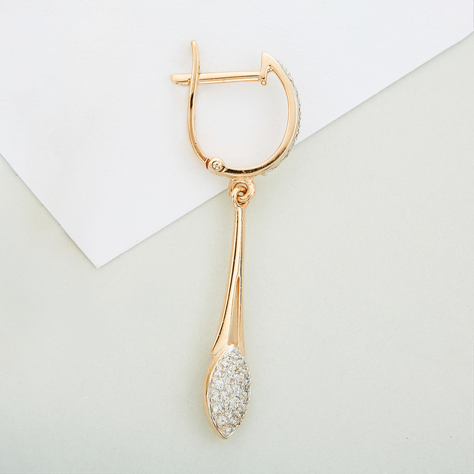 Серьги из золота 585 пробы c фианитами