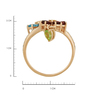 Кольцо из золота 585 пробы c топазами, гранатами, хризолитами, цитринами и фианитами