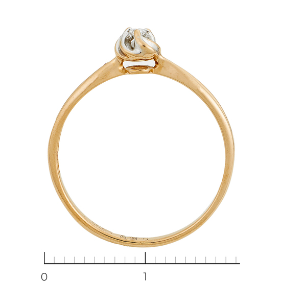 Кольцо из комбинированного золота 585 пробы c 1 бриллиантом, Л29123067 за 5750