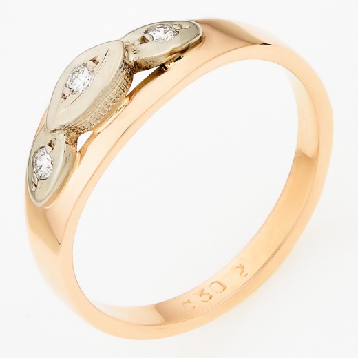 Кольцо из комбинированного золота 585 пробы c 3 бриллиантами Л24126798 фото 1