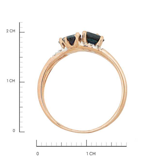 Кольцо из золота 585 пробы c 4 сапфирами и 14 бриллиантами, Л 1615 3591 за 34800