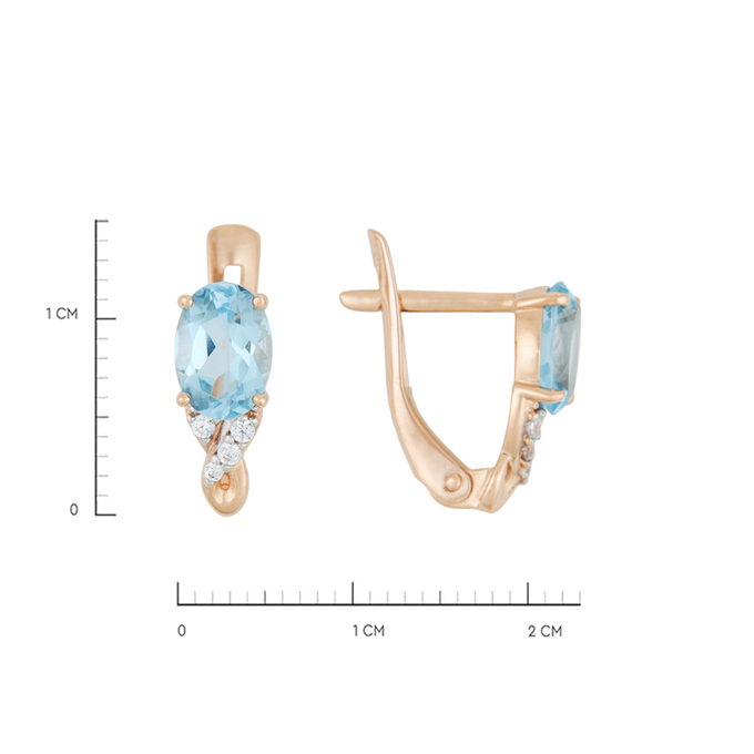 Серьги из золота 585 пробы c топазами и фианитами, Л 4709 2342 за 16720