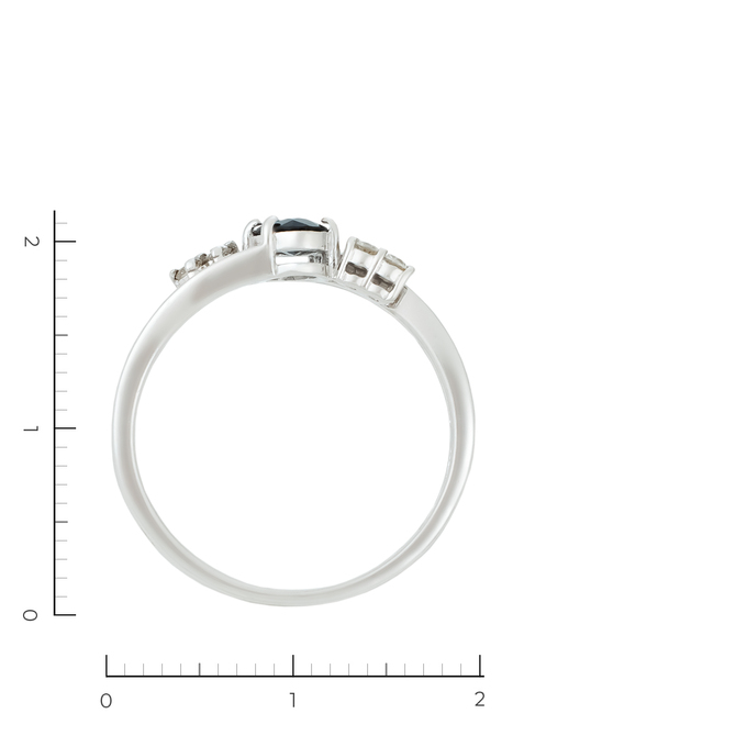 Кольцо из белого золота 585 пробы c 4 бриллиантами и 1 сапфиром, Л 2010 4287 за 26800