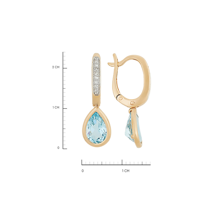 Серьги из золота 585 пробы с топазами и бриллиантами, Л 3208 4576 за 36800