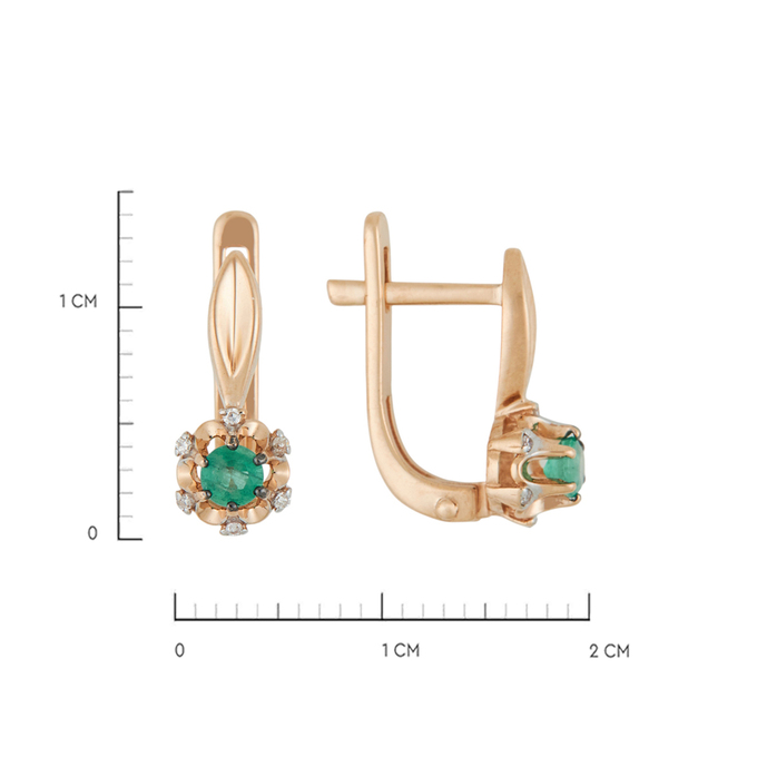 Серьги из золота 585 пробы c изумрудами и бриллиантами, Л 2212 1648 за 22320