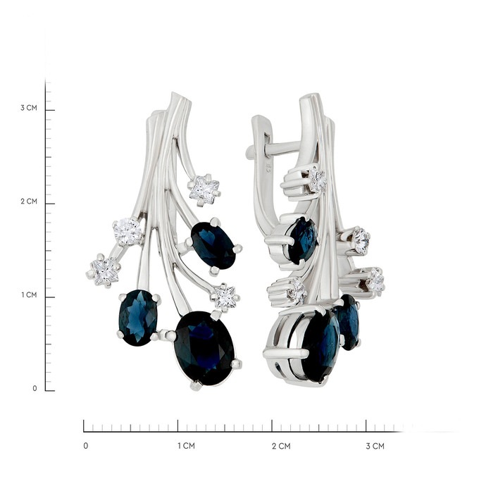 Серьги из золота 585 пробы c сапфирами и бриллиантами, Ц О007 2737 за 217000