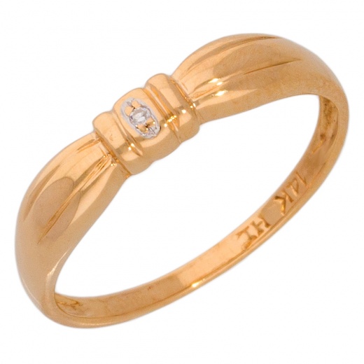 Кольцо из комбинированного золота 585 пробы c 1 упр. огр. бриллиантом 011228 фото 1
