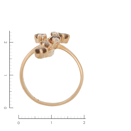 Кольцо из красного золота 585 пробы c 5 раухтопазами и 3 фианитами, Л19111944 за 25200