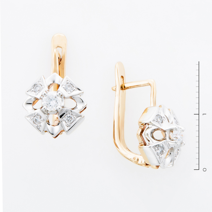 Серьги из золота 585 пробы c 10 бриллиантами