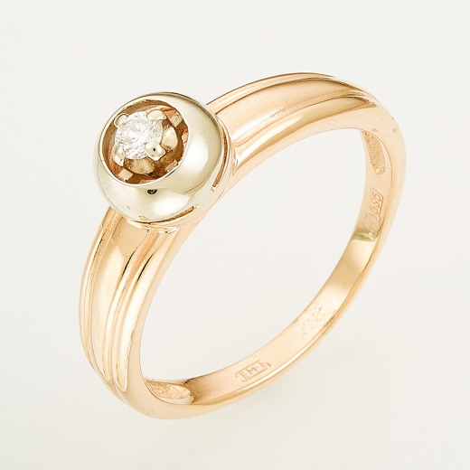 Кольцо из комбинированного золота 585 пробы c 1 бриллиантом Л39077286 фото 1