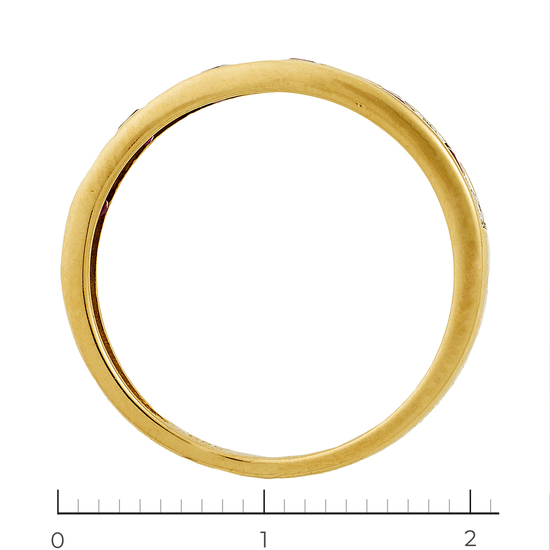 Кольцо из желтого золота 585 пробы c 7 бриллиантами и 6 рубинами, Л73020513 за 11700