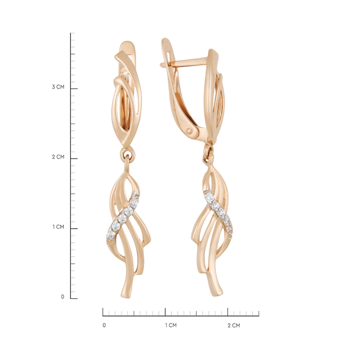 Серьги из золота 585 пробы c фианитами, К 0000 2707 за 26400
