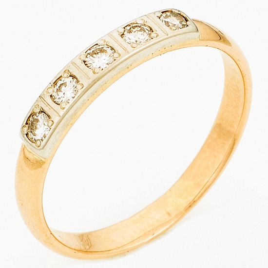 Кольцо из комбинированного золота 585 пробы c 5 бриллиантами, Л06148275 за 12750