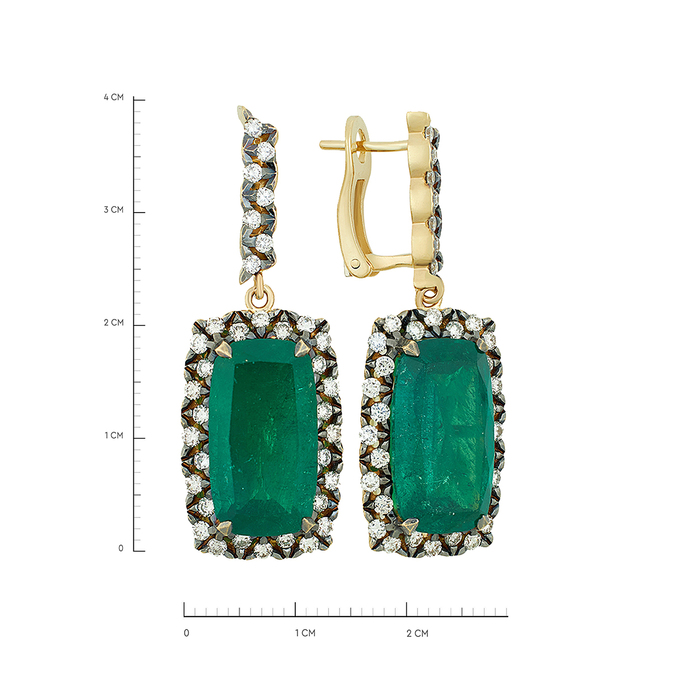 Серьги из золота 585 пробы c бриллиантами и синтетическими камнями, Л 7102 2360 за 159000