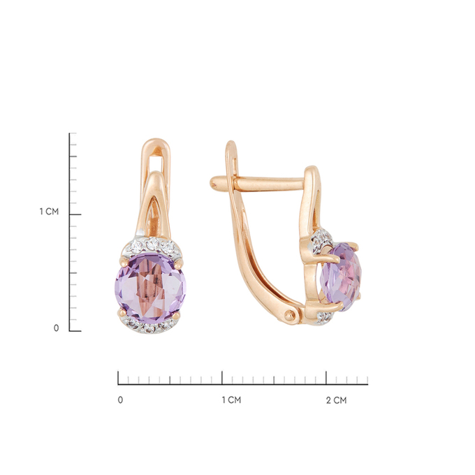 Серьги из золота 585 пробы c аметистами и фианитами, Л 4306 3610 за 22160