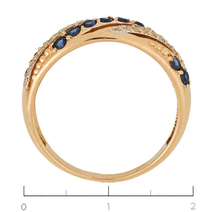 Кольцо из красного золота 585 пробы c 11 камнями синтетическими и 22 фианитами, Л 1208 0900 за 11400