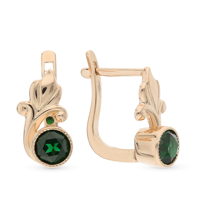 Серьги из золота 585 пробы c синт.камнями