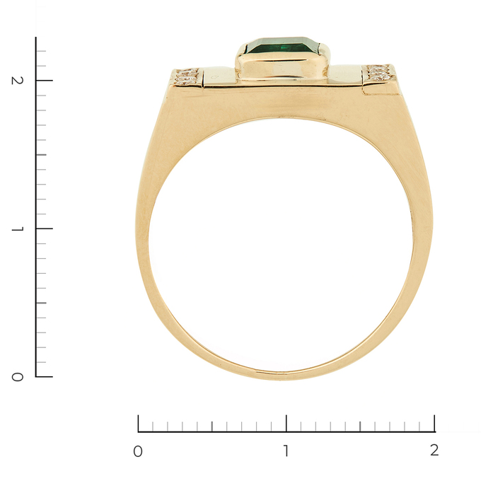 Кольцо из желтого золота 750 пробы c 10 бриллиантами и 1 изумрудом, Л 2809 0835 за 85000