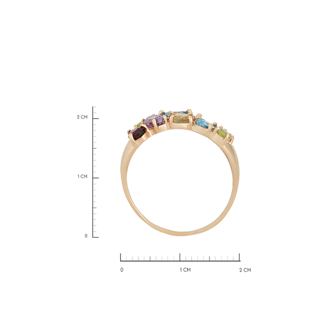 Кольцо из золота 585 пробы c топазами, аметистами, гранатами, цитринами и хризолитами, Л 7102 2964 за 20960