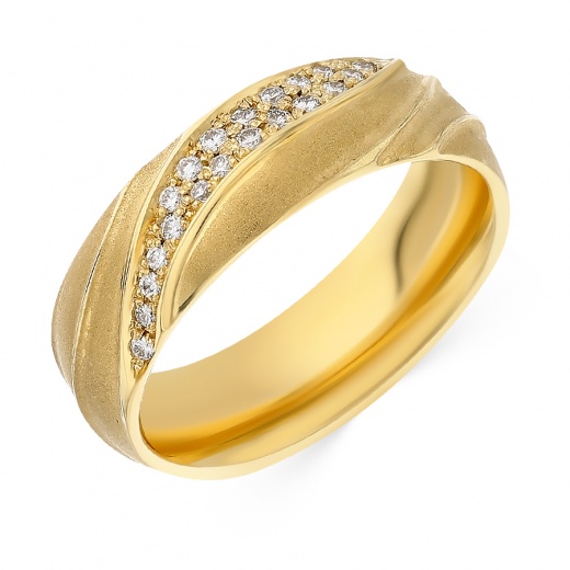 Кольцо обручальное из желтого золота 750 пробы c 20 бриллиантами 049201 фото 1