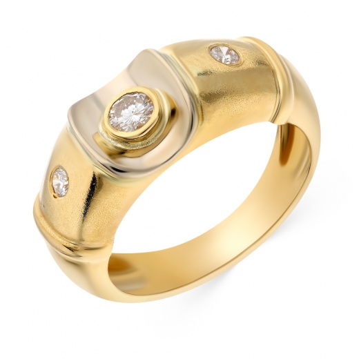 Кольцо из желтого золота 750 пробы c 3 бриллиантами 048015 фото 1