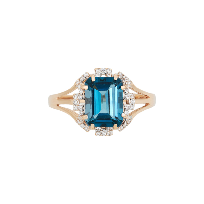 Кольцо из золота 585 пробы c топазом Лондон и фианитами, Л 2212 8984 за 29040