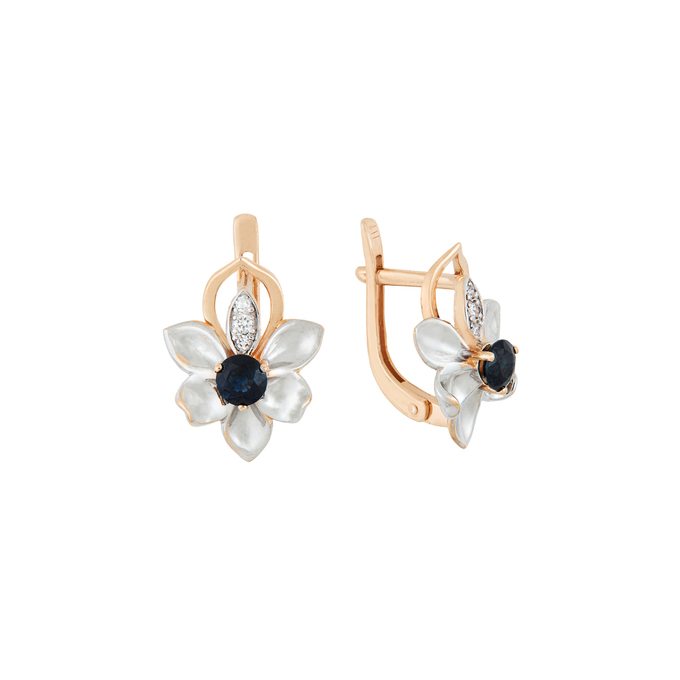 Серьги из золота 585 пробы c сапфирами и бриллиантами, Л 5804 8032 за 58800