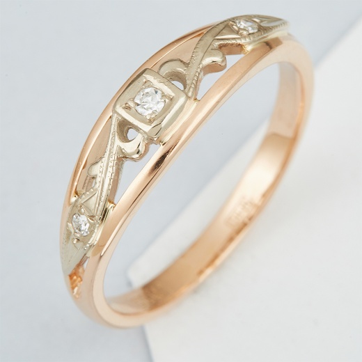 Кольцо из комбинированного золота 585 пробы c 3 упр. огр. бриллиантами 107600 фото 1