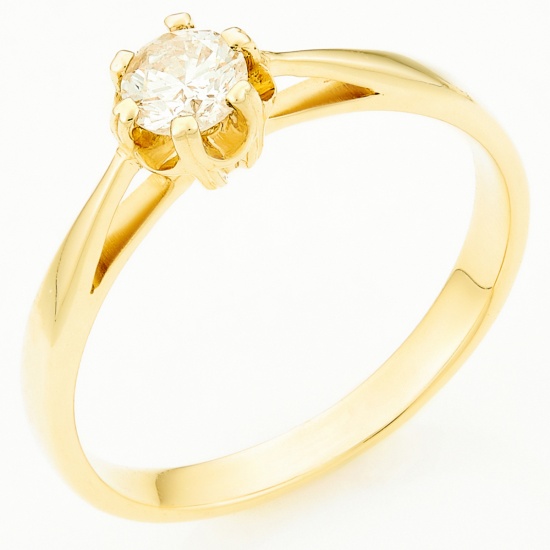 Кольцо из желтого золота 585 пробы c 1 бриллиантом, Л08081247 за 31140