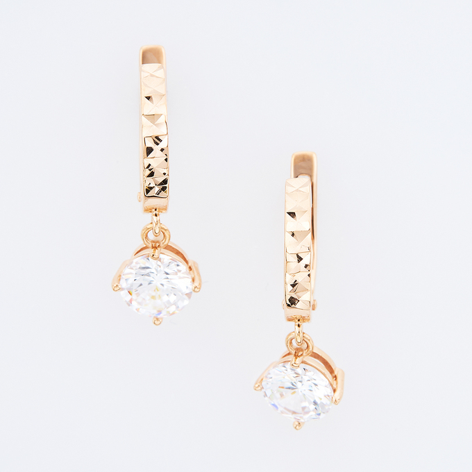 Серьги из золота 585 пробы c фианитами