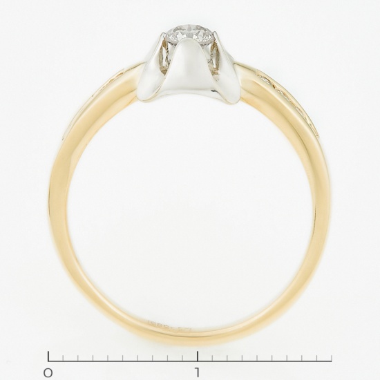 Кольцо из комбинированного золота 585 пробы c 9 бриллиантами, Л22111632 за 18950
