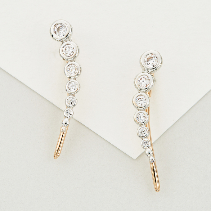 Серьги из золота 585 пробы c фианитами