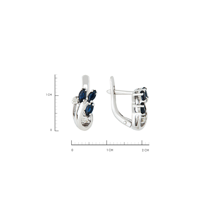 Серьги из золота 585 пробы c сапфирами и бриллиантами, Л 4306 4224 за 32720