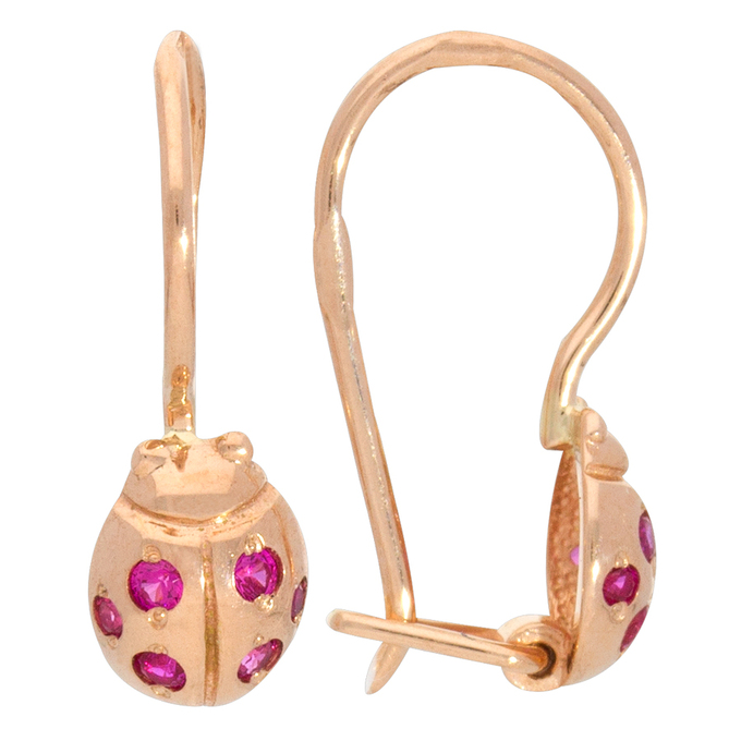 Серьги из золота 585 пробы c 12 фианитами