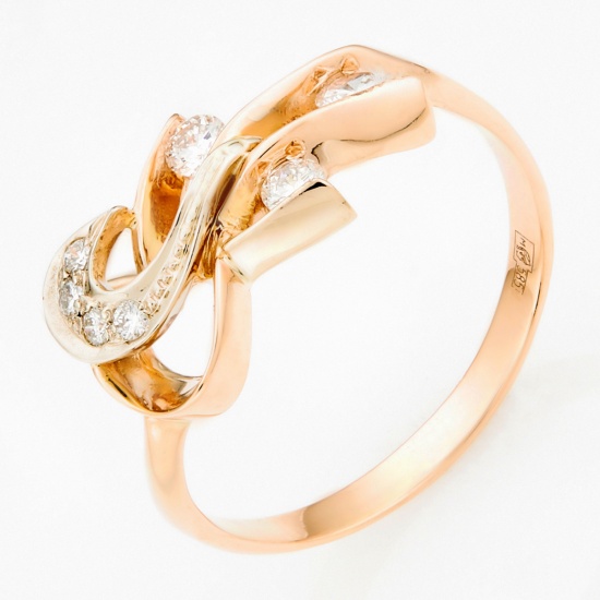 Кольцо из комбинированного золота 585 пробы c 7 бриллиантами, Л33061659 за 17115