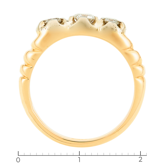 Кольцо из комбинированного золота 585 пробы c 3 бриллиантами, Л35059566 за 50925