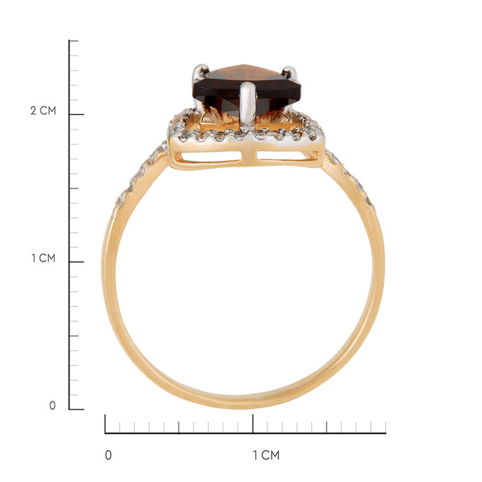 Кольцо из золота 585 пробы c гранатом и фианитами, Л 7601 7938 за 19600