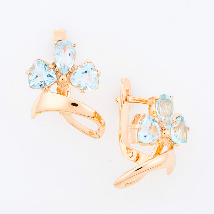 Серьги из золота 585 пробы c 6 топазами