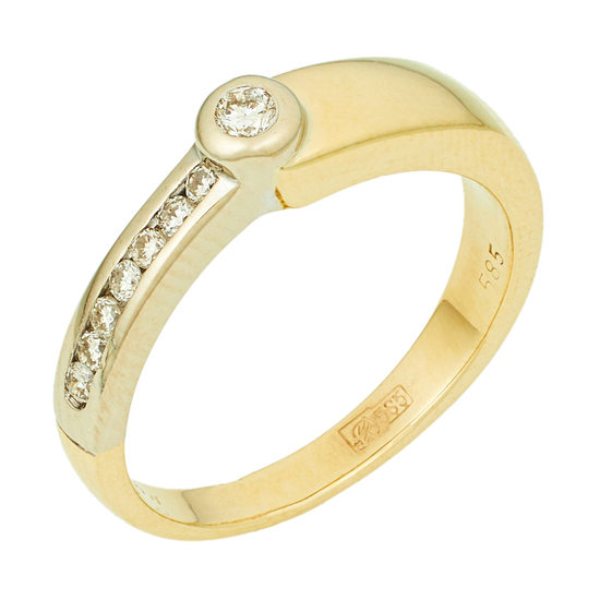 Кольцо из комбинированного золота 585 пробы c 8 бриллиантами, Л28089405 за 22450
