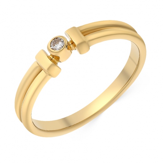Кольцо из желтого золота 750 пробы c 1 бриллиантом 012325 фото 1