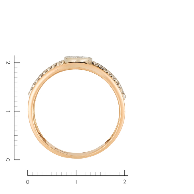 Кольцо из золота 585 пробы c 17 бриллиантами