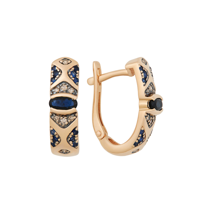 Серьги из золота 585 пробы c сапфирами и бриллиантами