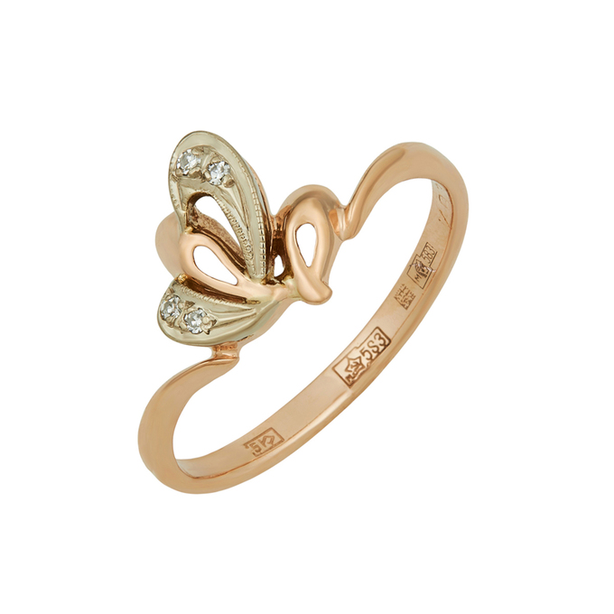 Кольцо из золота 583 пробы c бриллиантами