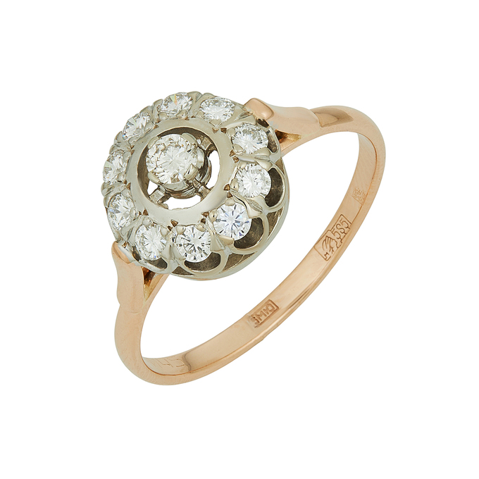 Кольцо из золота 585 пробы c бриллиантами